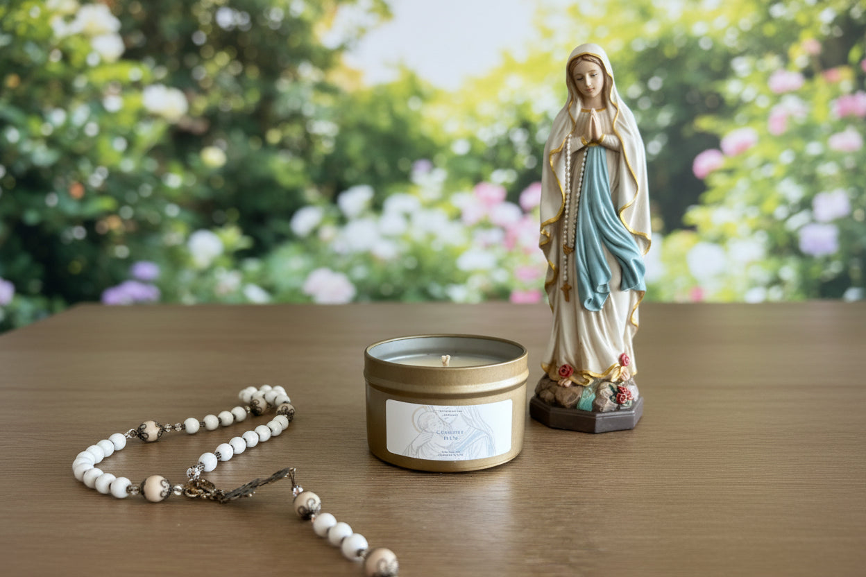 Gold Tin Soy Candle 5.5 oz | Heart Detail | Cashmere Plum | Holy Spirit