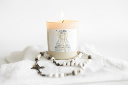 Religious Christian Catholic Prayer Jar Candle - Wood Wick Coconut Wax | Non Toxic | Premium Fresh Scent |