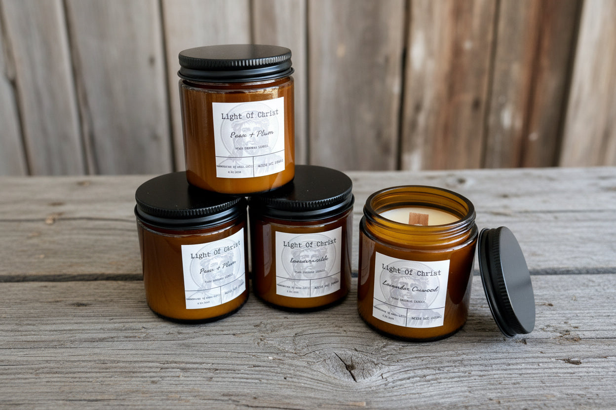 Bougie de prière 100 % cire d'abeille pure – 113 g coulée à la main | Parfumée aux huiles essentielles dans un récipient recyclé