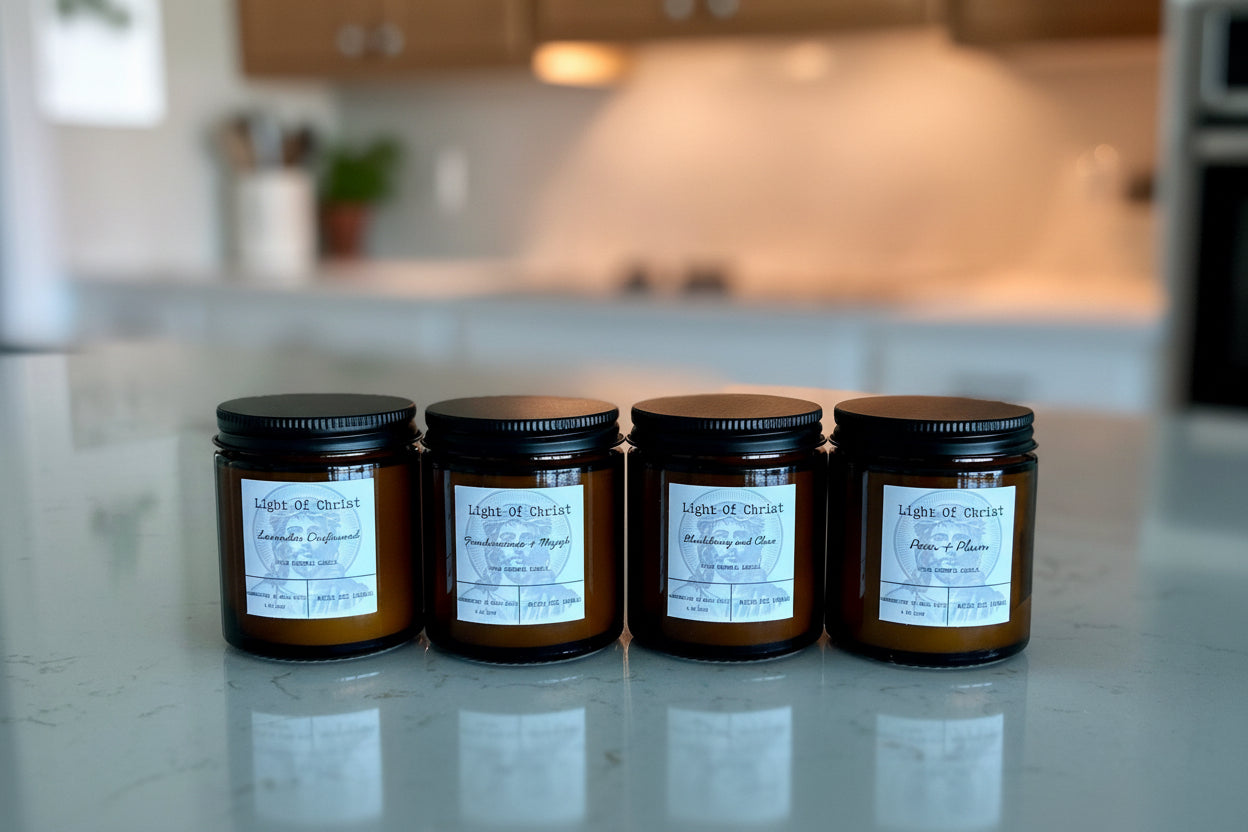 Bougie de prière 100 % cire d'abeille pure – 113 g coulée à la main | Parfumée aux huiles essentielles dans un récipient recyclé